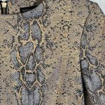 Topshop Sz 4 Metallic Gold Snakeskin Print Dress Short Sleeve A-Line Jacquard Photo 3