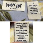 Krazy Kat Woman Floral Hawaiian Button Down Shirt Photo 7
