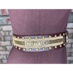 belt y2k leather studded crochet boho brown brass Photo 7