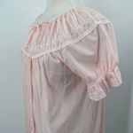 Vintage Nightgown Embroidered Neck Ruffled Short Sleeves Mini Pink Womens Medium Photo 7
