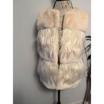 THML  Cream Faux Fur Vest Women's Size S Sleeveless Open Front Layering Photo 3