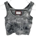 CHNGE Marble Tie Dye Cropped Ribbed Tank Top Logo Scoop Neck Gray Small Photo 1