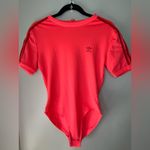 Adidas  Neon Pink w Red Stripes Women’s Shortsleeve Bodysuit Size Small Photo 2