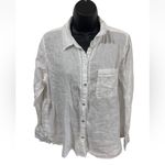 Joie  Womens Linen Top Long Sleeve Button Down White Size L Photo 1