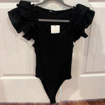ZARA Black  Ruffle Sleeve Bodysuit Photo 0