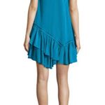 Cinq à Sept Cinq a sept minella blue satin off the shoulder ruffled party dress size 2 Photo 1
