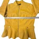 Baccini NWT  Faux Leather Moto Jacket – Women’s Size Large – Mustard Yellow Photo 9
