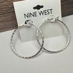 Nine West Silver Tone Textured Hoop Earrings NWT $18 MSRP Photo 3