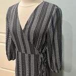 VERO MODA  Navy Printed 3/4 Sleeve Surplice Neckline Tie Wrap Dress Medium Photo 4