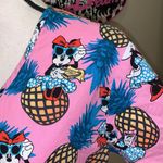Disney Minnie Mouse pink pineapple vacation short sleeve scrub top Photo 3