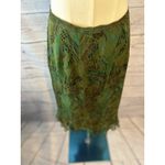 Richard Malcolm 100% Silk Olive Green Leaf Print Midi Skirt Size Medium Photo 1