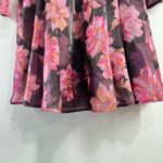 Thirty Thirty Floral‎ Mini Dress Smocked Square Neck Ruffled Cuffs Fairy Pink L Size L Photo 11