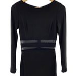 Bebe  Black Midi Pencil Dress Sheer Mesh Panels Photo 3