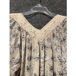 Daniel Rainn  Chiffon‎ Top Womens Small Beige Floral V-Neck Pleated 3/4 Sleeve Photo 6