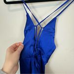 We Wore What  Danielle Bernstein | Cobalt Blue Royal Blue Silky Midi Dress XS Photo 4