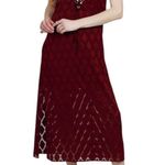 Band Of The Free New Lace Up V-Neck Diamond Midi Dress Lila Merlot Size Small Photo 0