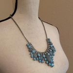 Women’s Statement Silver Tone Blue Rhinestone Bib Necklace Photo 8