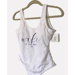 David's Bridal NWT Davis Bridal White Wife of the Party Swimsuit Cup Padding Chic Fun Sz M Photo 9
