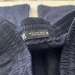 ZARA Dark Blue Linen Blend Casual Wide Leg Drawstring Pants with Pockets XL Photo 5