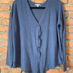 American Eagle AE  Womens Medium Cardigan Blue Waffle‎ Knit Button Front Sweater Photo 0