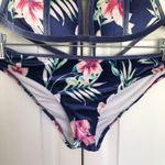 PINK - Victoria's Secret Victoria’s Secret PINK Navy Blue Floral Velvet Bikini Size M Photo 2