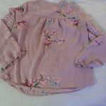 Black Rainn  womens sheer tan floral blouse size Petite Large Photo 7