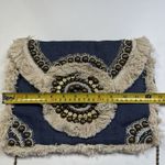 La Bellum Hillary Scott Jute Fringe Beaded Boho Envelope Crossbody Purse Bag Blu Blue Photo 3