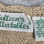 Vintage Colleen's Collectables Women's Large Cable Knit Sweater Floral Beaded Tan Photo 5