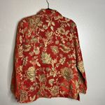 Erin London Floral Tapestry Button‎ Down Jacket Size L Red Gold Foilage Boho Size L Photo 6