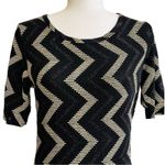 LuLaRoe  Dress Julia Black Gold Glitter Chevron 1/2 Sleeve Elegant Medium NEW Photo 2