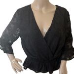 Francesca's Francesca’s peplum flare lace sheer sleeves blouse Photo 0