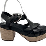 Aerosoles Espadrille Sandals Womens 5 Black Leather Platform Wedge Chunky Photo 0