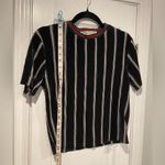 Gypsies & Moondust  Size S Black Striped Ribbed Stretch Short Sleeve Crop Top Photo 6
