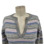 360 Cashmere Rosa Sweater Long Sleeve V-Neckline Striped Gray Blue Size XS Photo 3