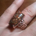 Matrix Fire Opal 14K Rose Gold Over Copper Solitaire Ring (Size 6) Photo 11