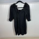 Reformation  Indio Mini Dress Black‎ Off Shoulder Linen Short Sleeve size xl READ Photo 6