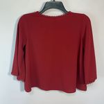 Bjewel Women's Crew Neck 3/4 Sleeve Lace Trim Cropped Top Burgundy Red Size XS Photo 1