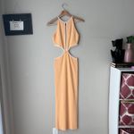 San Sloane Dress Adrian Ribbed Peach Cut Out Plunge Bodycon Midi Dress Medium Photo 6