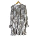 Aakaa  Metallic Floral Long Sleeve Mini Dress Womens S Gray Glam Festive Coquette Photo 4