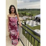 Hutch  Purple Pink Floral Drape Front Strapless Julietta Maxi Gown size 4 Photo 12