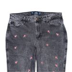 Hollister  Curvy High Rise Mom Jeans Black Floral Embroidered Size 15 / 32 x 27 Photo 2