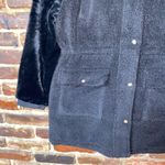 NWOT Eden Society Black Knit Faux Fur Cargo Snap Button Jacket Womens Size Large Photo 2