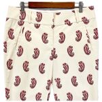 Loft  Womens 6 Marisa Ankle Casual Pants‎ Trouser Cream Maroon Paisley Preppy Photo 4