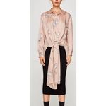 ZARA cat print silky ‘fashion pajama’ blogger favorite blouse top, size small Photo 3