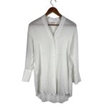 Helmut Lang P / XS Mist Oversized Viscose Button Down Optic White Professional Photo 1