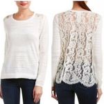 CAbi Ivory White Sophia Lace Back Long Sleeve Top/Sweater Size Medium Photo 1
