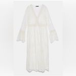 ZARA Beautiful  cream lace embroidered bohemian midi dress large Photo 4
