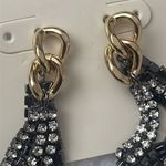 A New Day  earrings black silver tone dangle gold chain link jewelry Photo 2