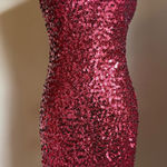Shiny Sequin V Neck Sleeveless Bodycon Party Dress Red M festive Y2K glam fairy Size M Photo 0