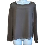 Naked Zebra  Ash Gray Gold Studded‎ Neck Draped Open Back L/S Top NWOT S Photo 1